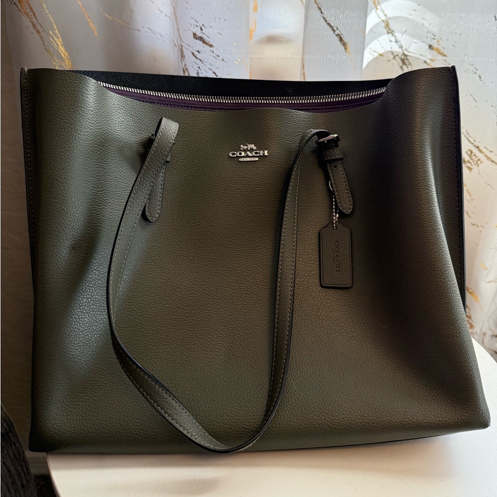 Coach Olive Green Leather Tote